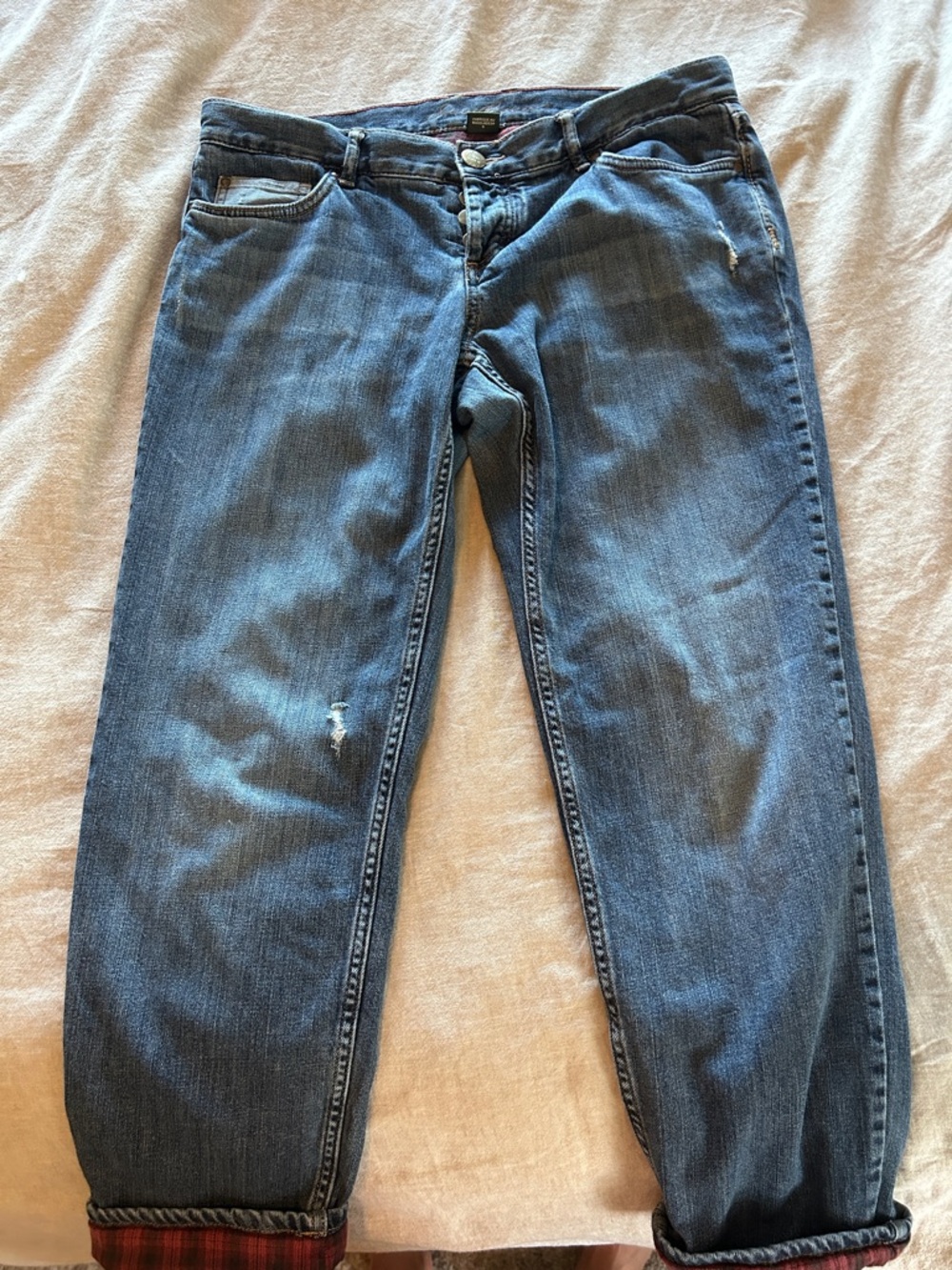 Eddie Bauer Blue Distressed Cropped Ankle Jeans